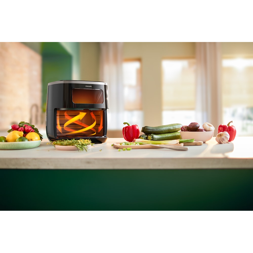 Friteuza cu aer cald PHILIPS Seria 3000 Airfryer XL HD9257/80, 1kg, 5.6l, 1700W, negru-argintiu