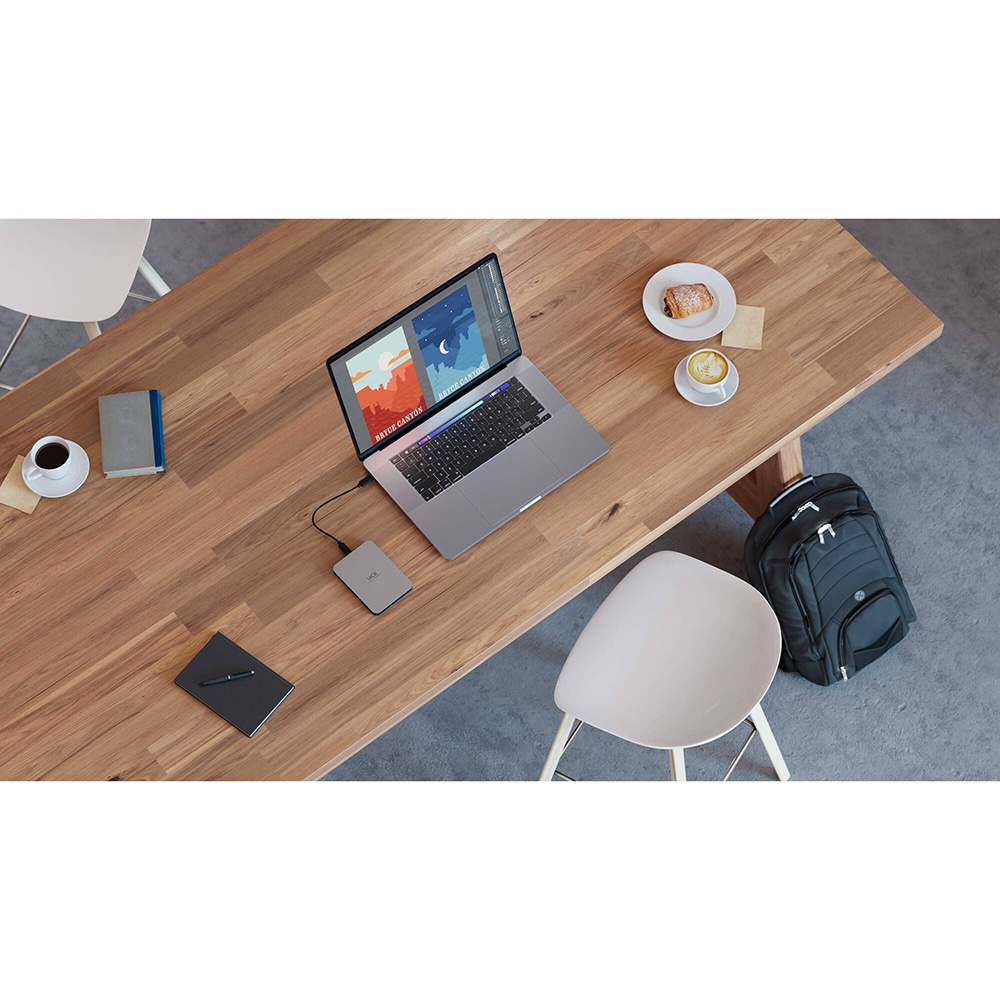 Hard Disk extern LACIE STLP2000400, 2TB, USB 3.2 Type-C, argintiu