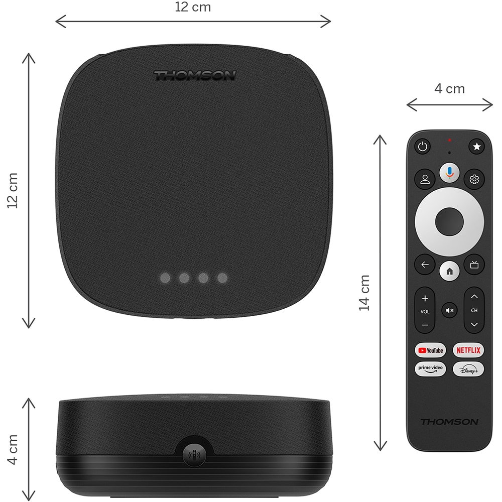 Mediaplayer THOMSON Streaming Box Plus 270, 4K, Wi-Fi, Bluetooth, HDMI, HDR10, negru