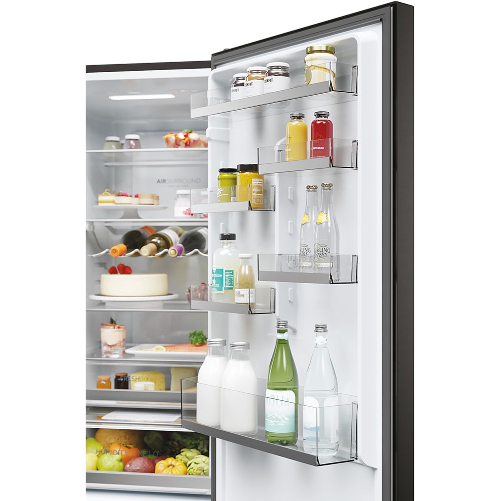 Combina frigorifica HAIER HDW3620DNPD, No Frost, 377 l, H 200 cm, Clasa D, Wi-Fi, dark inox