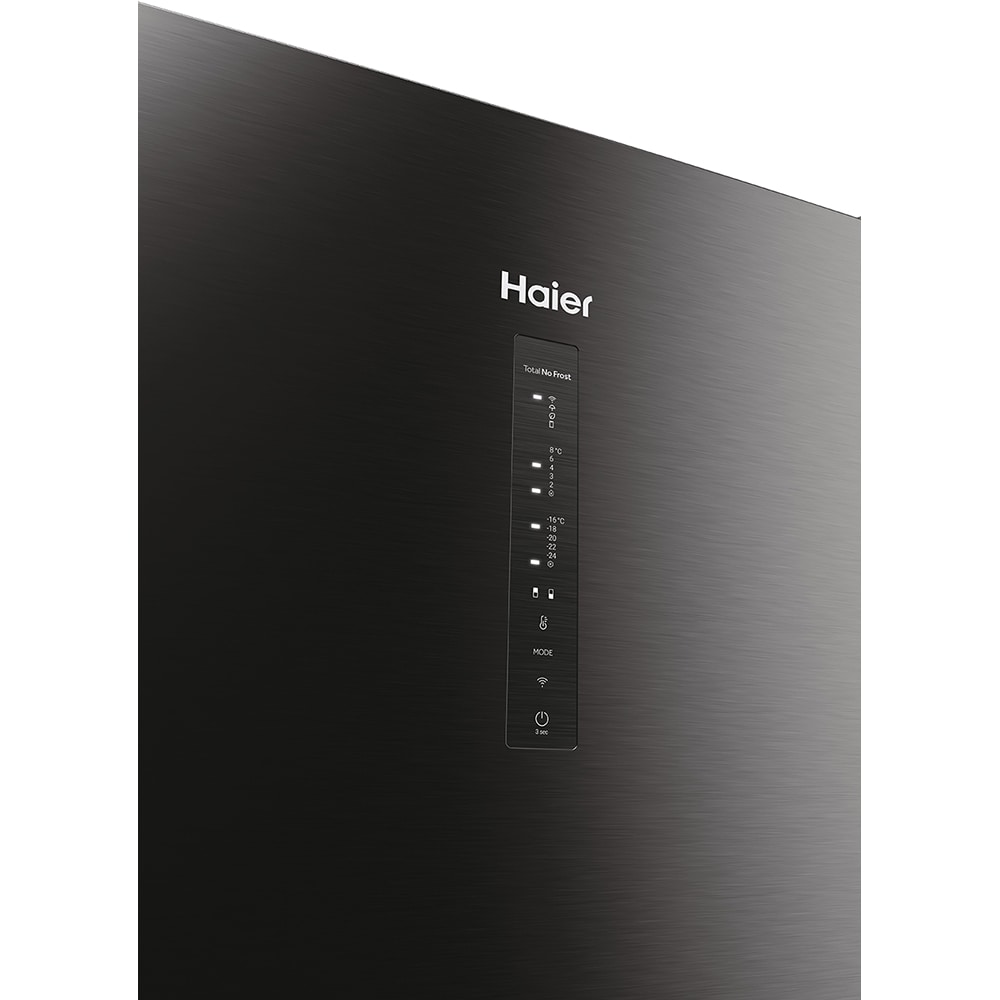 Combina frigorifica HAIER HDW3620DNPD, No Frost, 377 l, H 200 cm, Clasa D, Wi-Fi, dark inox