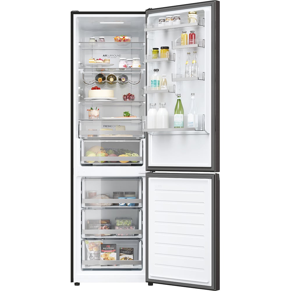 Combina frigorifica HAIER HDW3620DNPD, No Frost, 377 l, H 200 cm, Clasa D, Wi-Fi, dark inox
