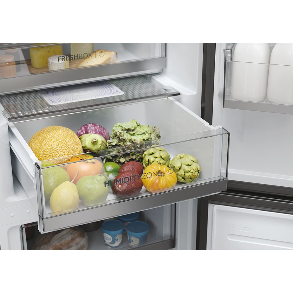 Combina frigorifica HAIER HDW3620DNPD, No Frost, 377 l, H 200 cm, Clasa D, Wi-Fi, dark inox