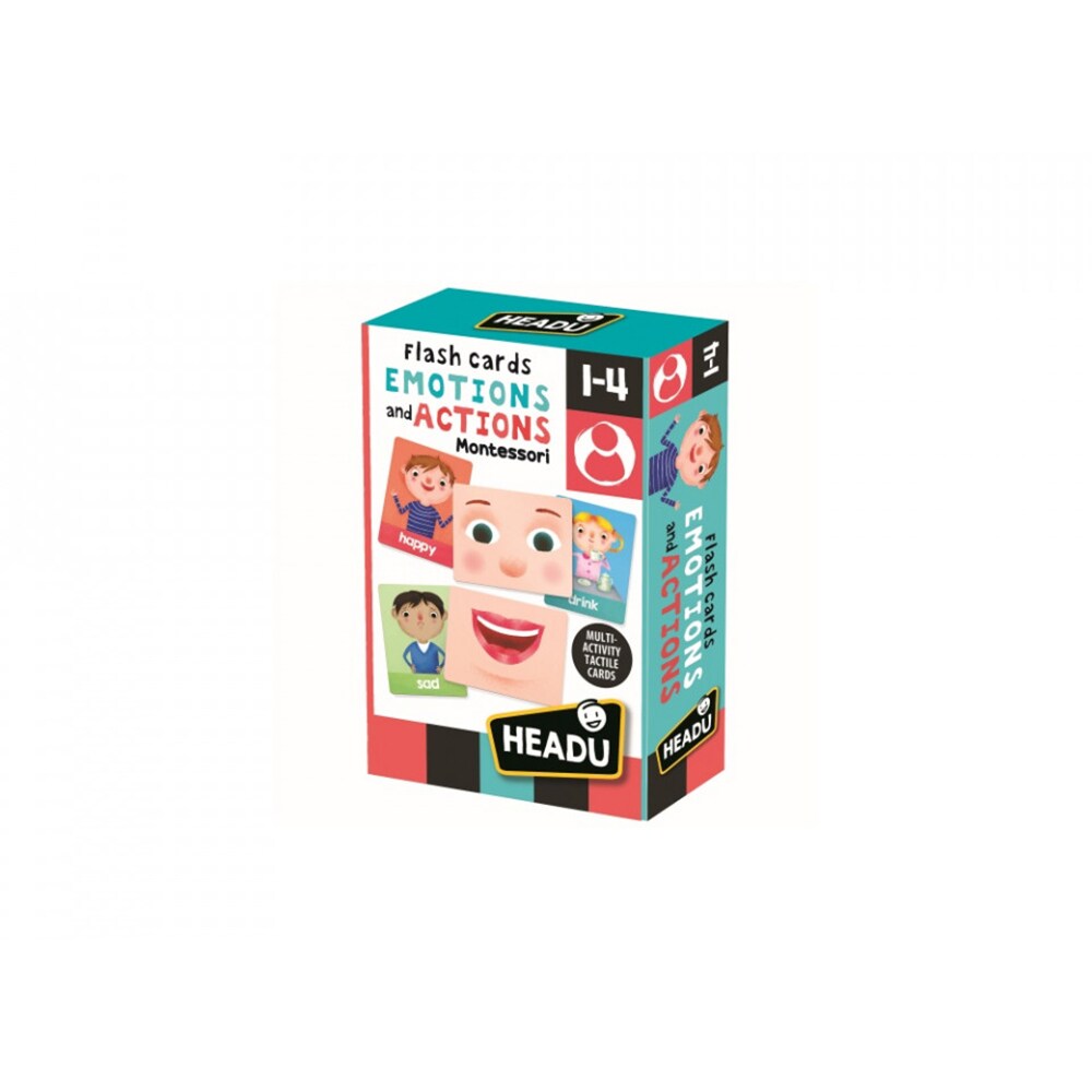 Joc educativ HEADU Montessori - Carti emotii si actiuni HE24650, 12 luni+, multicolor