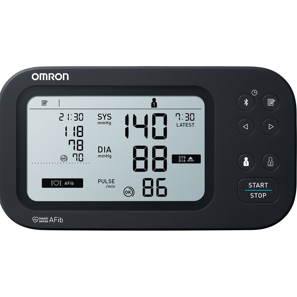 Tensiometru digital de brat OMRON M7 Intelli IT AFIB, Bluetooth, 2 utilizatori x 100 memorii, negru lucios