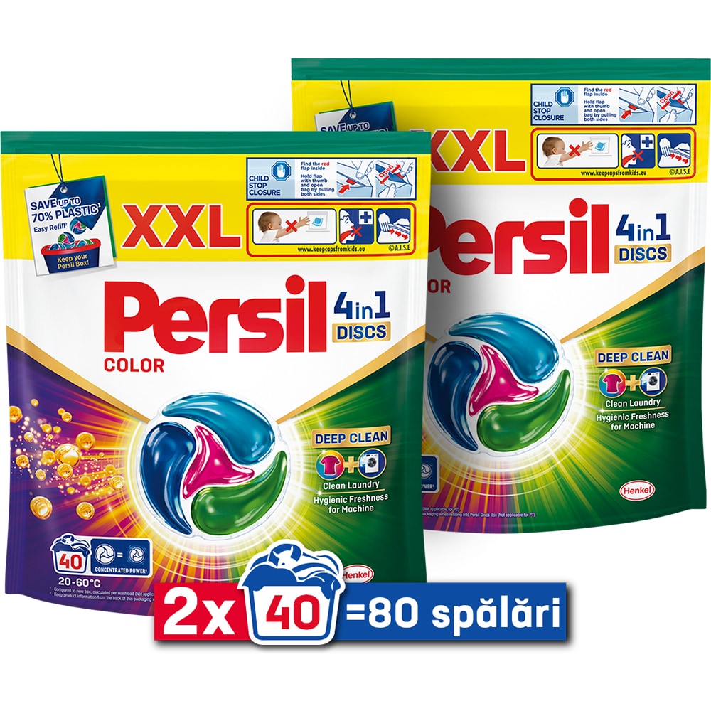 Detergent capsule PERSIL 4in1 Discs Color, 2 x 40 spalari