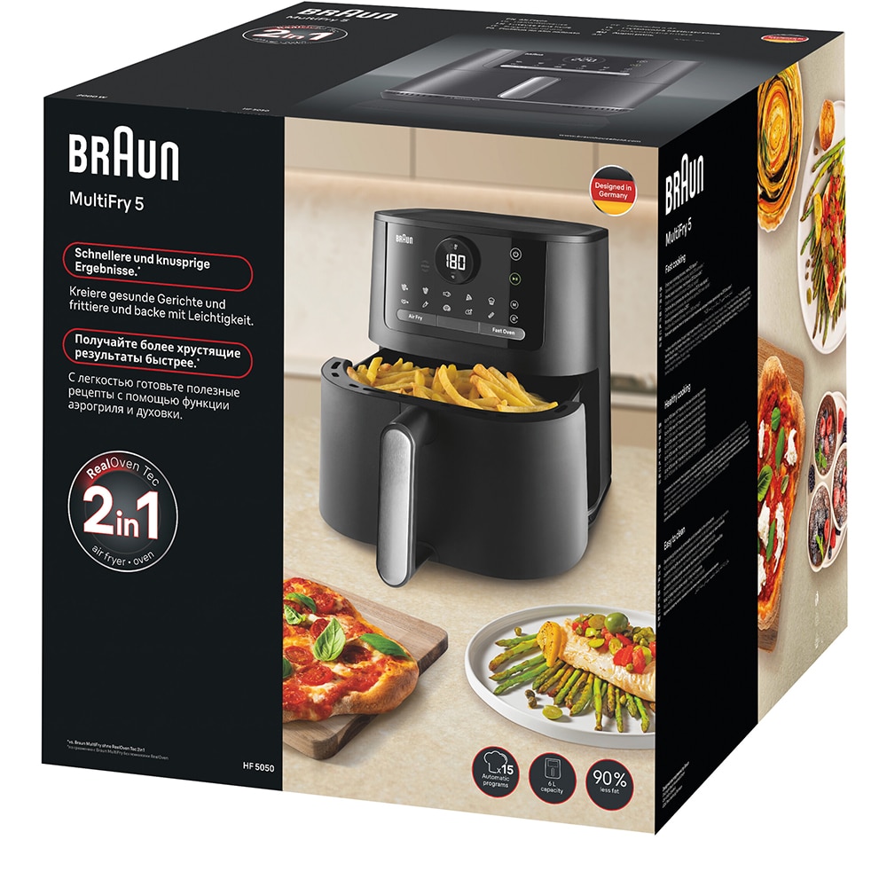 Friteuza cu aer cald BRAUN MultiFry 5 HF5034, 6l, 1.6kg, 2700W, negru-argintiu