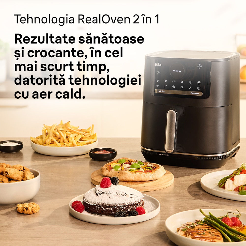 Friteuza cu aer cald BRAUN MultiFry 5 HF5034, 6l, 1.6kg, 2700W, negru-argintiu