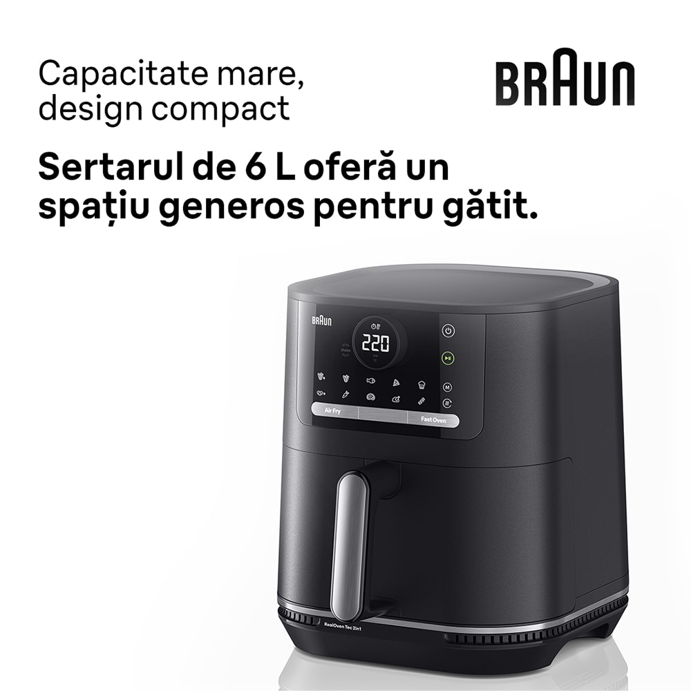 Friteuza cu aer cald BRAUN MultiFry 5 HF5034, 6l, 1.6kg, 2700W, negru-argintiu