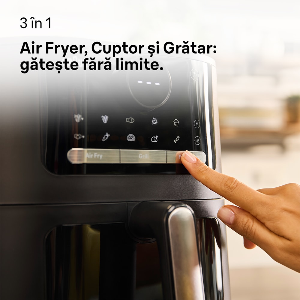 Friteuza cu aer cald BRAUN MultiFry 5 3in1 HF5073, 6l, 1.6 kg, 2000W, negru-argintiu