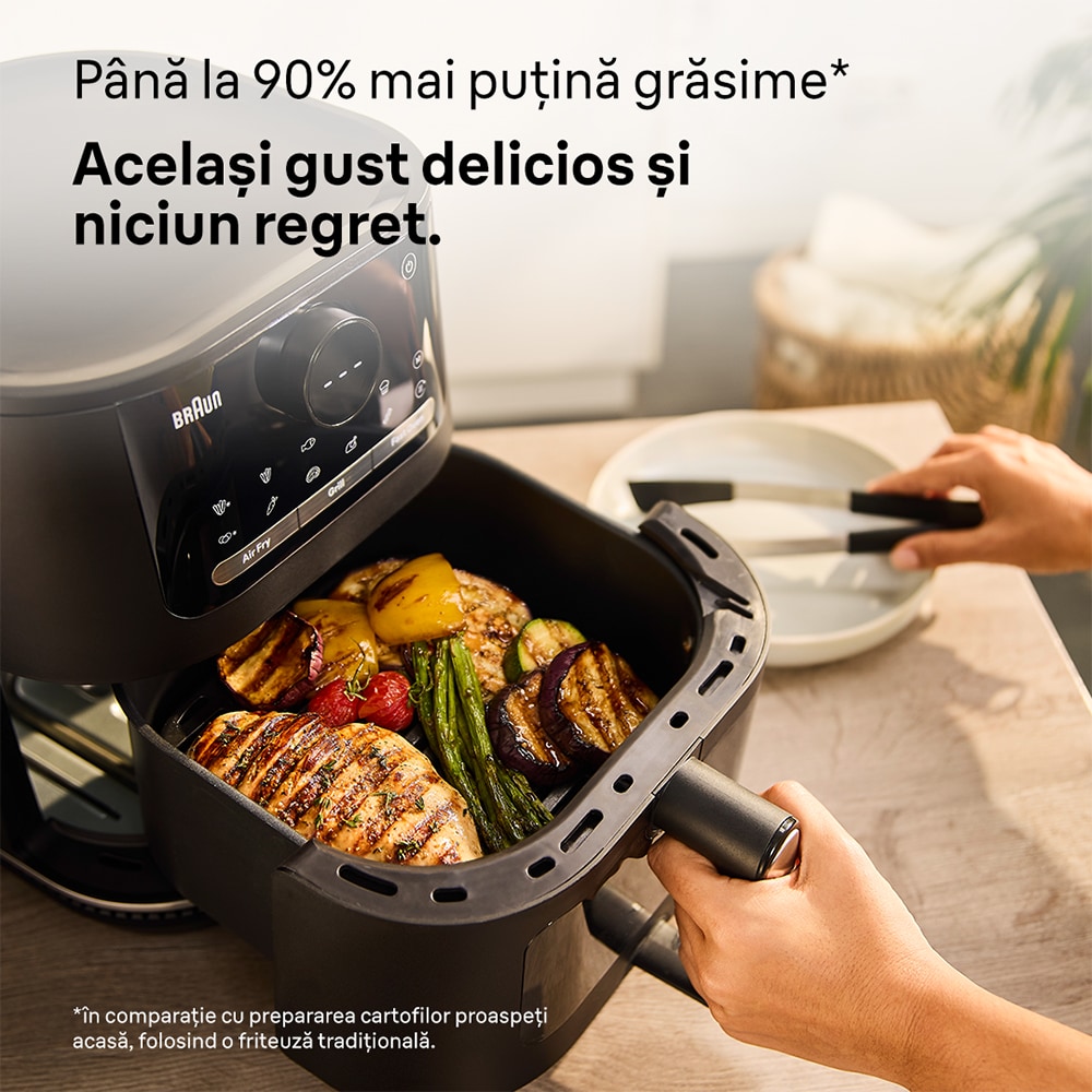 Friteuza cu aer cald BRAUN MultiFry 5 3in1 HF5073, 6l, 1.6 kg, 2000W, negru-argintiu