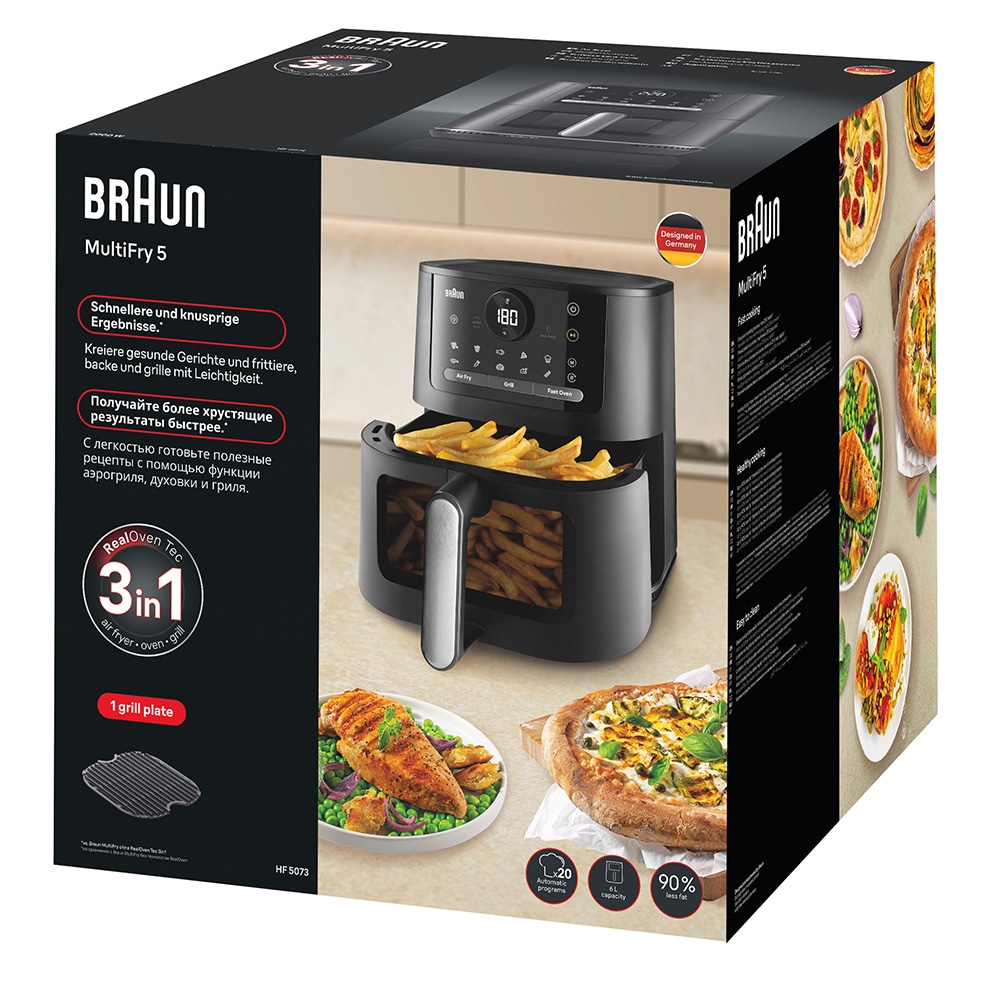 Friteuza cu aer cald BRAUN MultiFry 5 HF5075, 6l, 1.6kg, 2400W, negru-argintiu