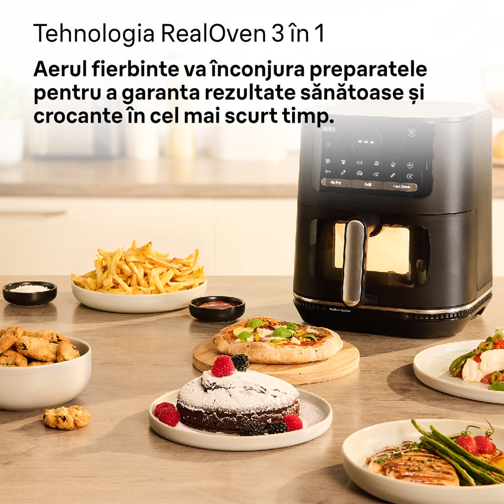 Friteuza cu aer cald BRAUN MultiFry 5 HF5075, 6l, 1.6kg, 2400W, negru-argintiu