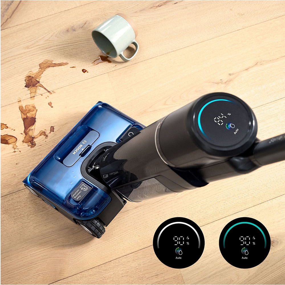 Aspirator vertical cu spalare BOSCH OneFlow Seria 6 BHF61BX, 0.72l, autonomie max 40 min, bleumarin-negru