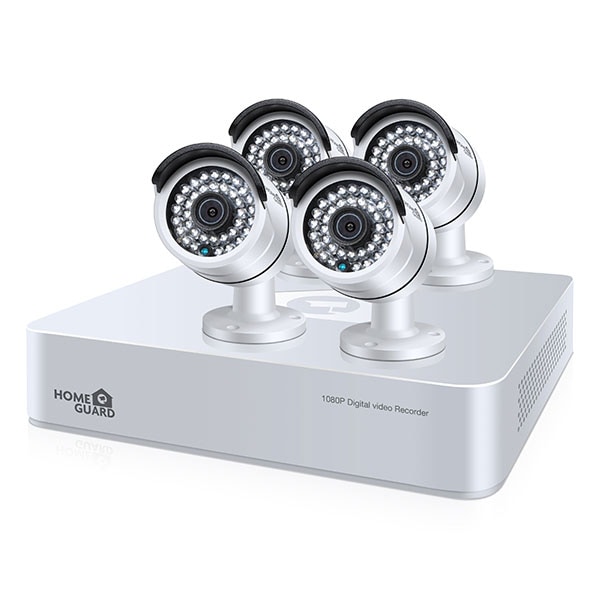 Kit supraveghere video HOMEGUARD Platinum HD CCTV HGDVK87704, 4 camere Full HD, DVR, 8 canale, alb