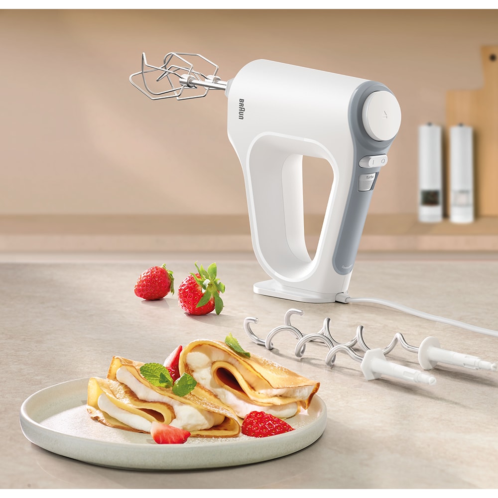 Mixer de mana BRAUN MultiMix 3 HM3200WH, 550W, 5 trepte viteza, alb-gri