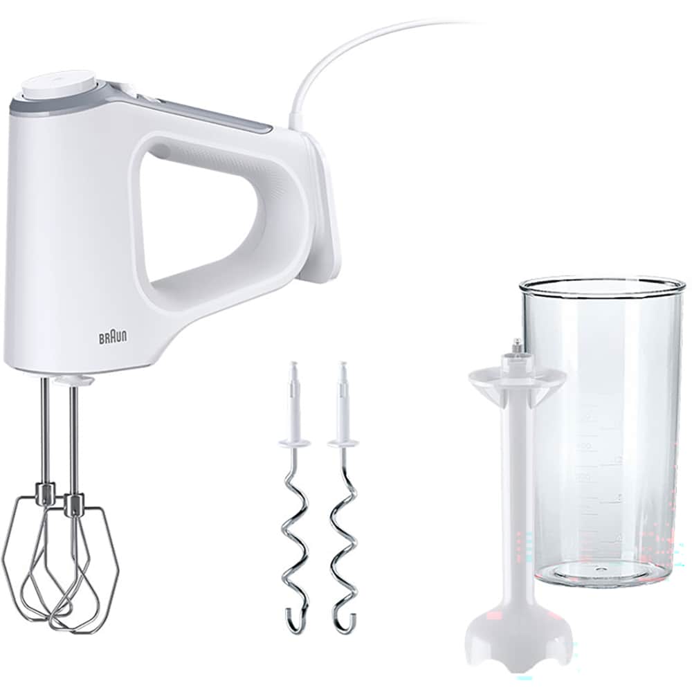 Mixer de mana BRAUN MultiMix 3 HM3205WH, 0.5l, 550W, 5 trepte viteza, alb-gri