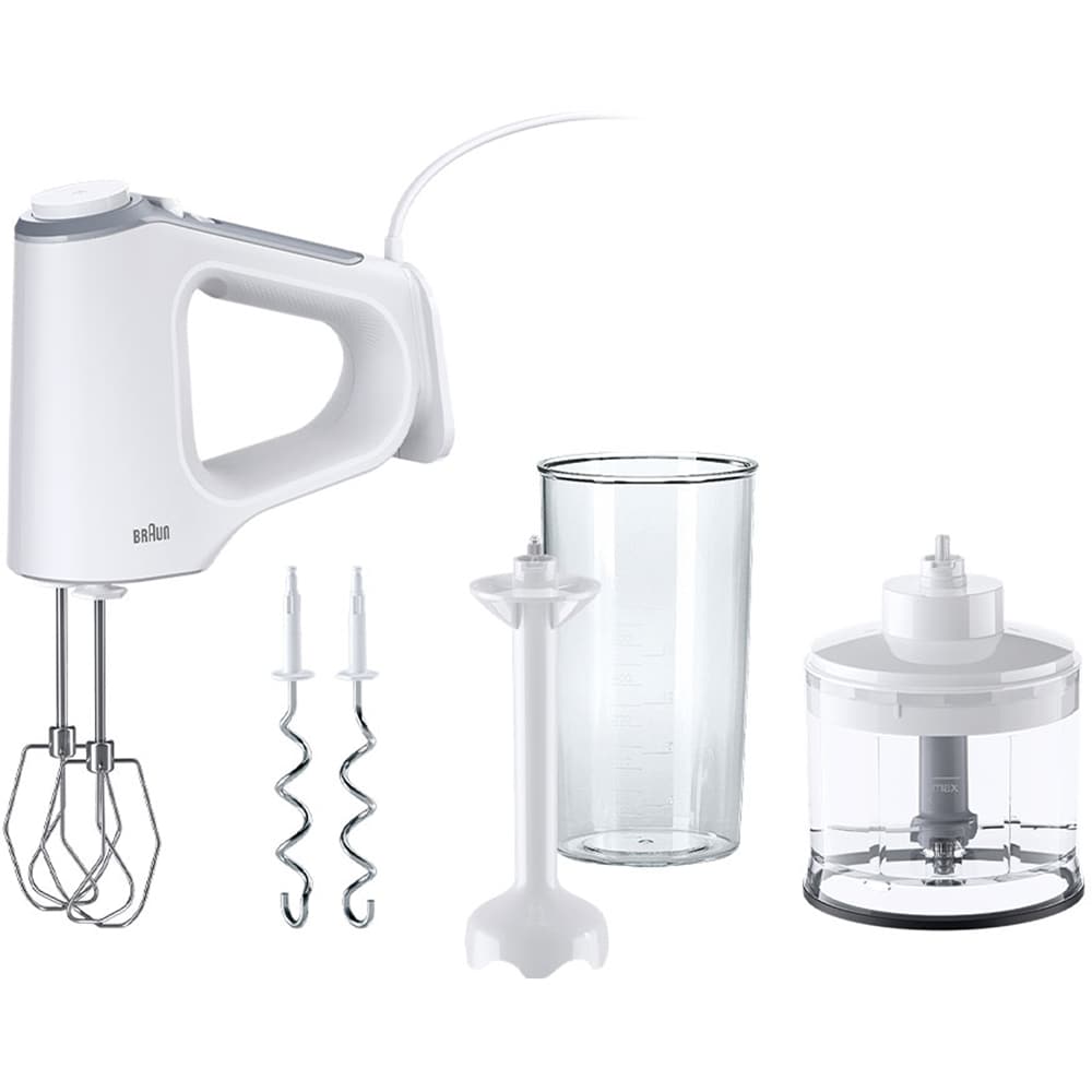 Mixer de mana BRAUN MultiMix 3 HM3235WH, 0.5l, 550W, 5 trepte viteza, alb-gri