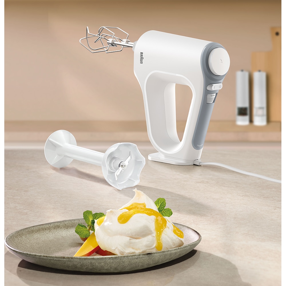 Mixer de mana BRAUN MultiMix 3 HM3235WH, 0.5l, 550W, 5 trepte viteza, alb-gri