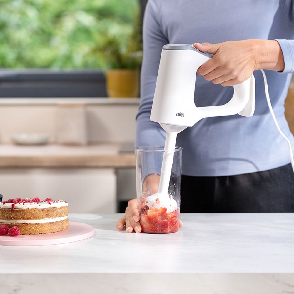 Mixer de mana BRAUN MultiMix 3 HM3235WH, 0.5l, 550W, 5 trepte viteza, alb-gri