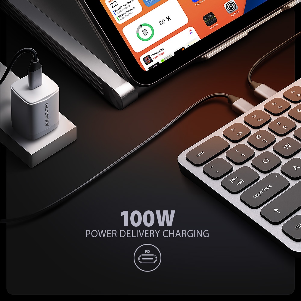 Tastatura cu fir AXAGON HMC-KB-US cu hub 9 in 1, USB, Layout US, gri-negru