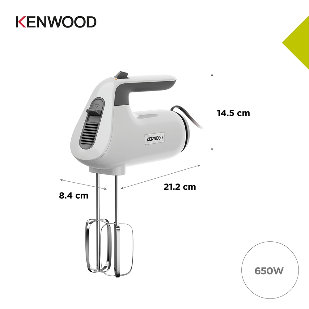 Mixer de mana KENWOOD QuickMix+ HMP50.000WH, 650W, viteza variabila, alb-gri