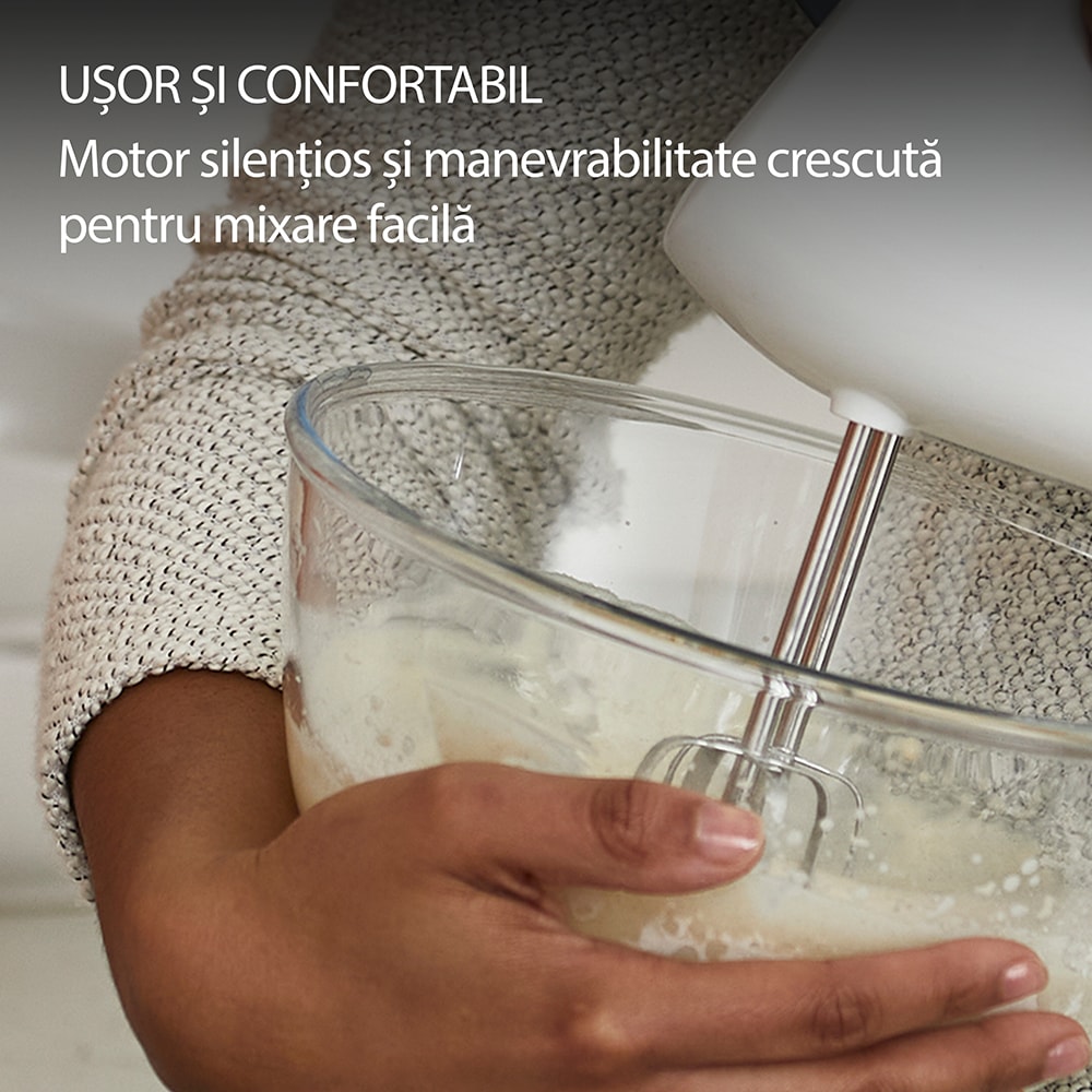 Mixer de mana KENWOOD QuickMix+ HMP50.000WH, 650W, viteza variabila, alb-gri