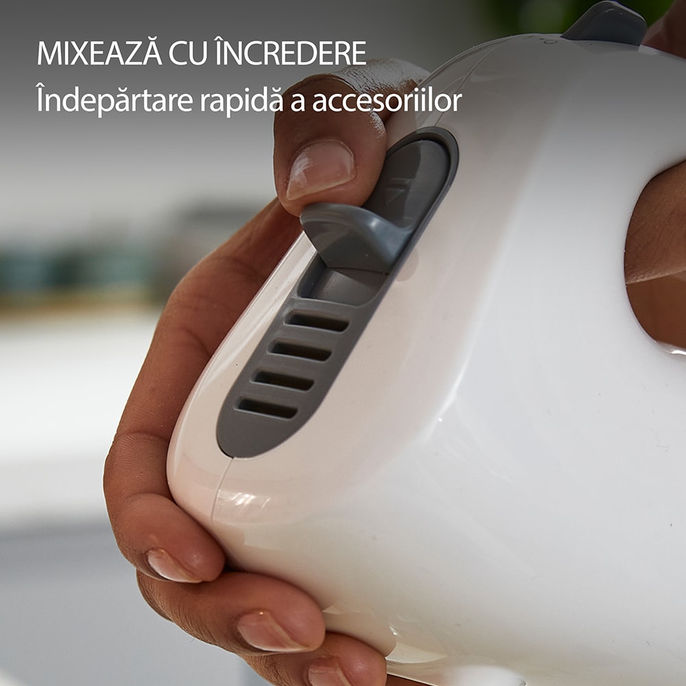 Mixer de mana KENWOOD QuickMix+ HMP50.000WH, 650W, viteza variabila, alb-gri