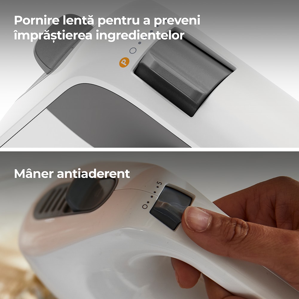 Mixer de mana KENWOOD QuickMix+ HMP50.000WH, 650W, viteza variabila, alb-gri