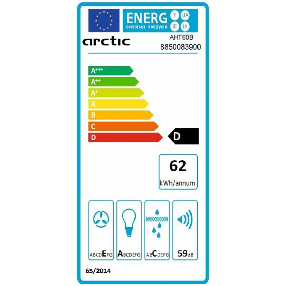 Hota incorporabila ARCTIC AHT60B, 1 motor, 253 m3/h, L 60 cm, negru