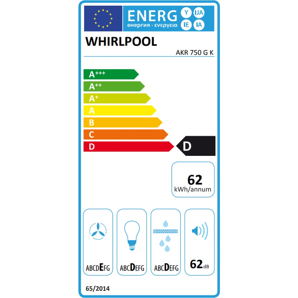 Hota incorporabila telescopica WHIRLPOOL AKR 750 G K, 1 motor, 304 m3/h, L 60 cm, negru-inox