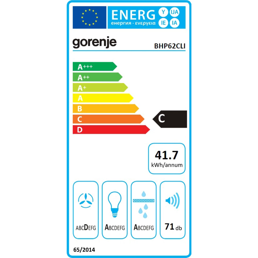 Hota incorporabila telescopica GORENJE BHP62CLI, 1 motor, 435 m3/h, L 60 cm, bej
