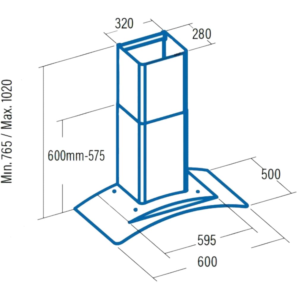 Hota decorativa CATA C-600 GLASS /L, 1 motor, 400m3/h, L 60 cm, inox