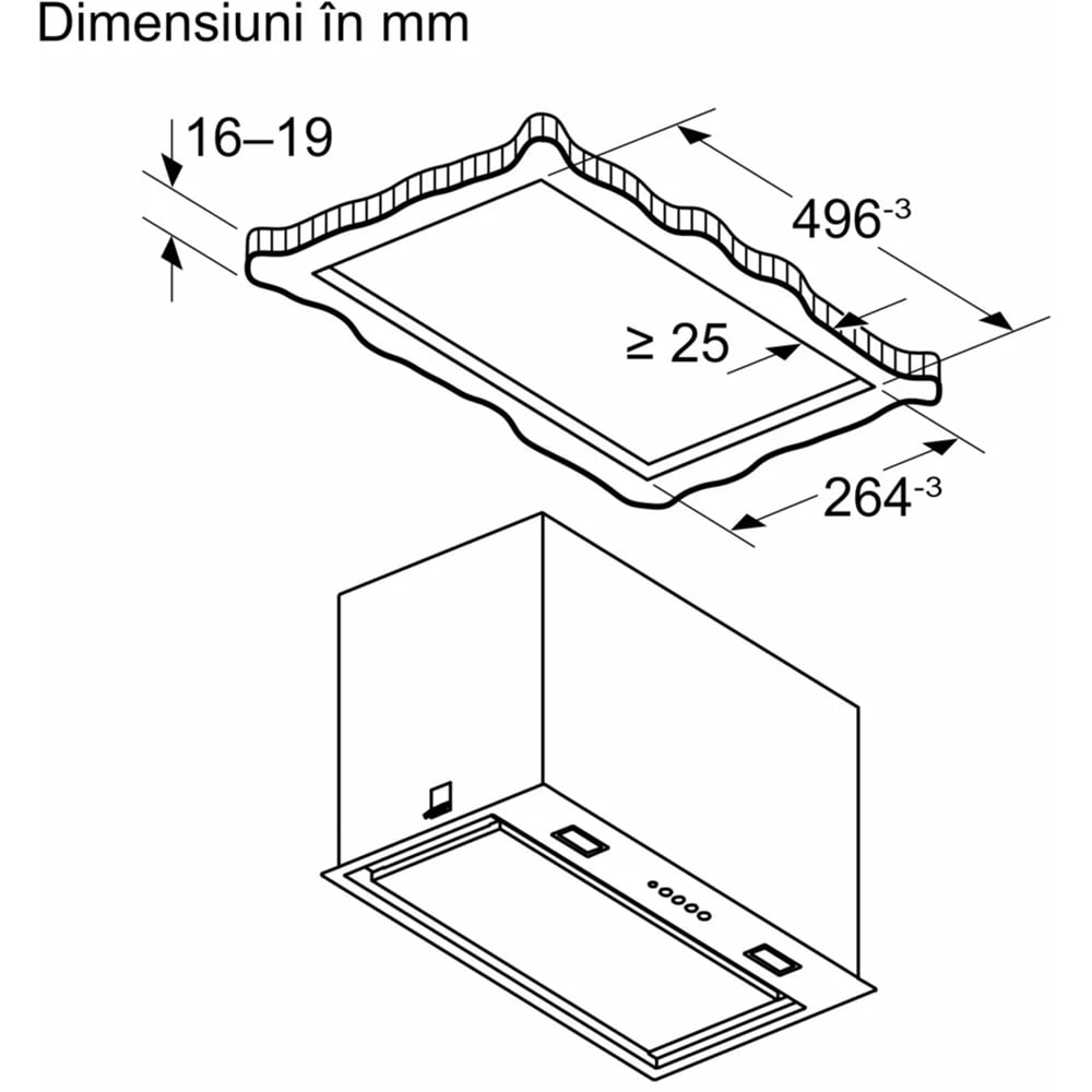 Hota incorporabila BOSCH DLN56AC60, 1 motor, 645 m3/h, L 52 cm, negru