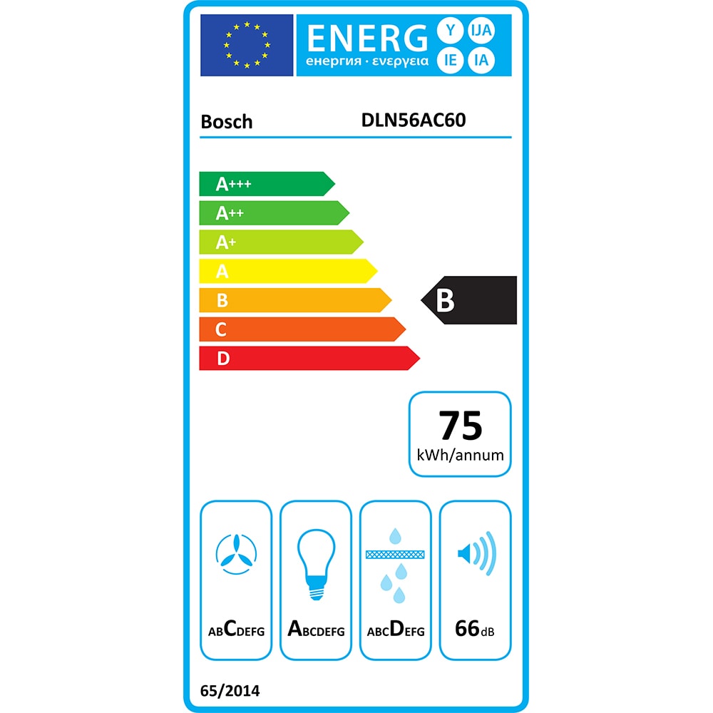 Hota incorporabila BOSCH DLN56AC60, 1 motor, 645 m3/h, L 52 cm, negru