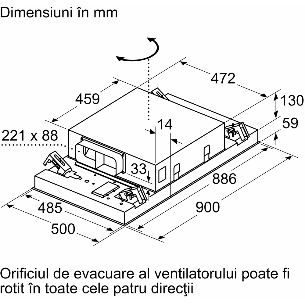 Hota incorporabila BOSCH DRC96AQ50, 1 motor, 434 m3/h, L 90 cm, inox