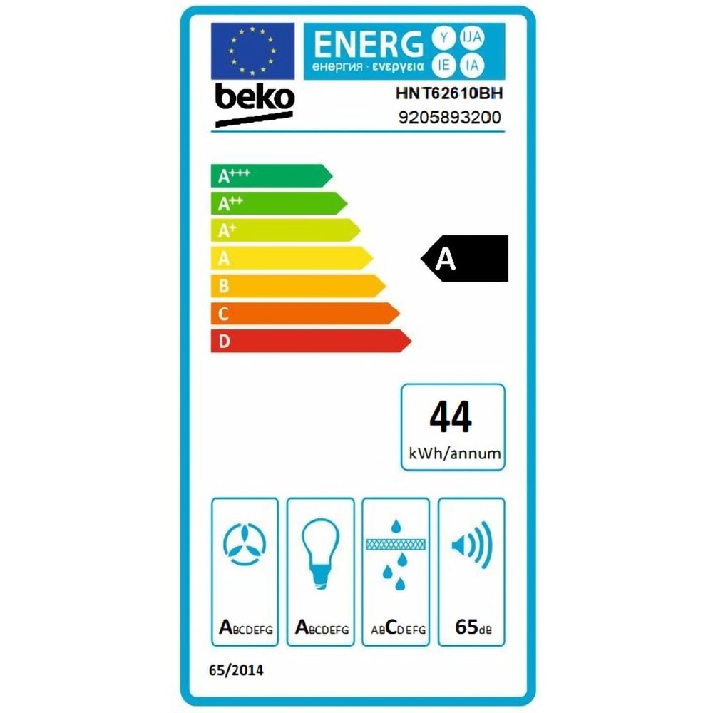 Hota incorporabila telescopica BEKO HNT62610BH, 1 motor, 648 m3/h, L 60 cm, negru