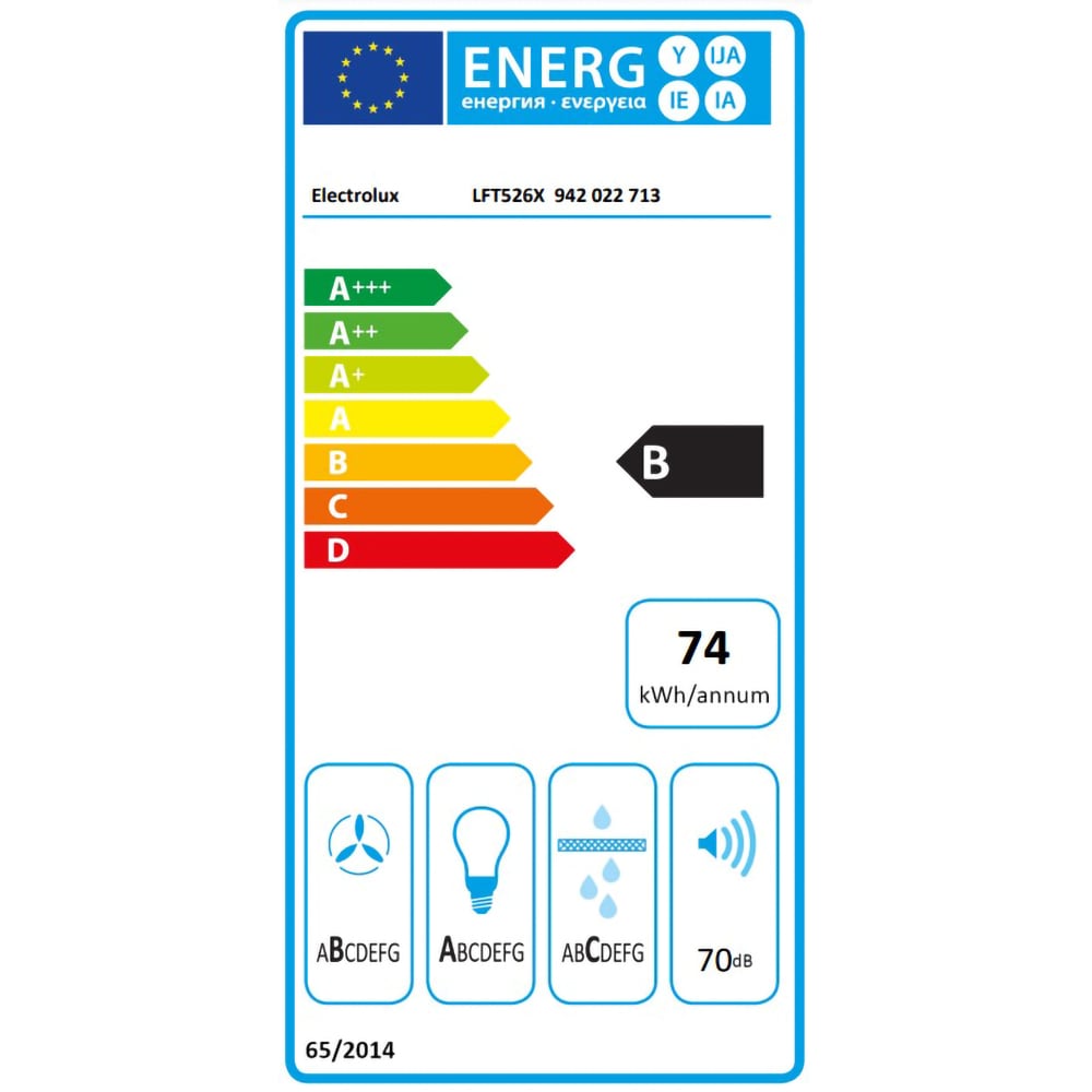 Hota decorativa ELECTROLUX FT526X, 1 motor, 600 m3/h, L 60 cm, inox