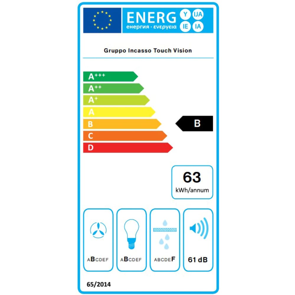 Hota incorporabila FALMEC Gruppo Incaso Touch Vision 50, 1 motor, 800 m3/h, L 50 cm, argintiu