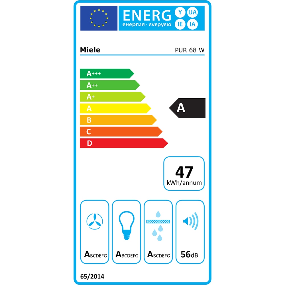 Hota decorativa MIELE PUR 68 W, 1 motor, 650 m3/h, L 60 cm, inox
