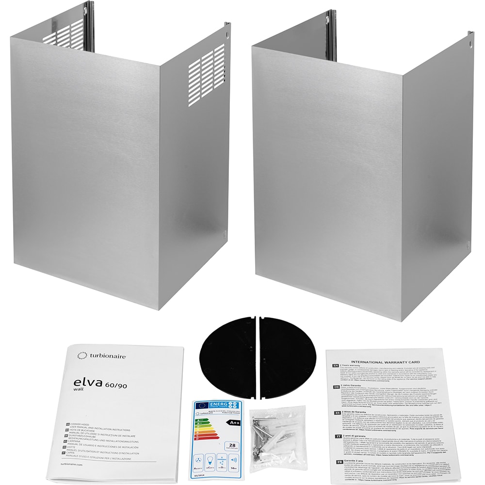 Hota decorativa TURBIONAIRE Elva 90 Wall TEV90WS, 1 motor, 800 m3/h, L 90 cm, inox