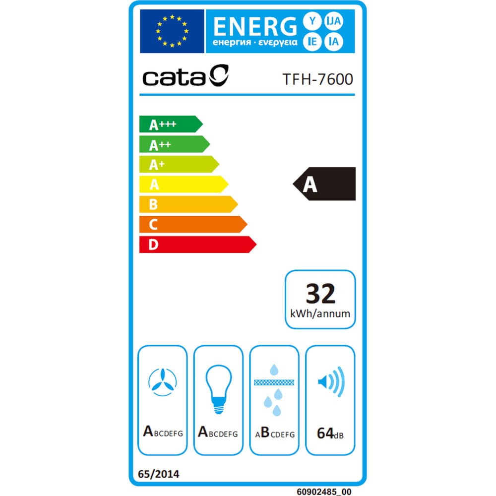 Hota incorporabila telescopica CATA TFH 7600 X, 1 motor, 820 m3/h, L 60 cm, inox