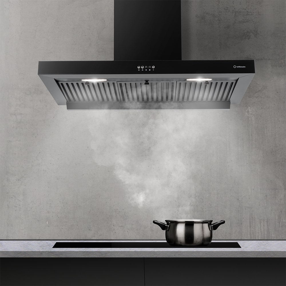 Hota decorativa TURBIONAIRE Chef 90 Wall Pro Black THC90WPB, 1 motor, 800 m3/h, L 90 cm, negru
