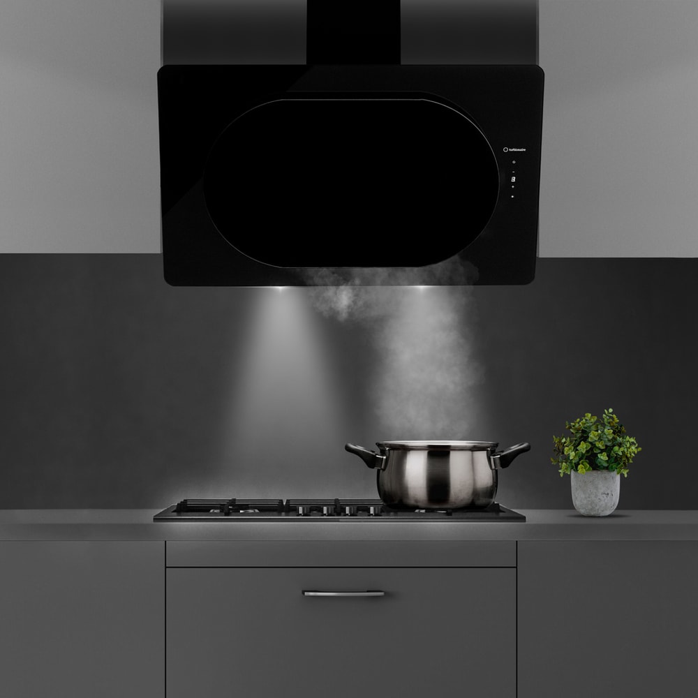 Hota decorativa TURBIONAIRE Lisa TIS85WB, 1 motor, 800 m3/h, L 85 cm, negru