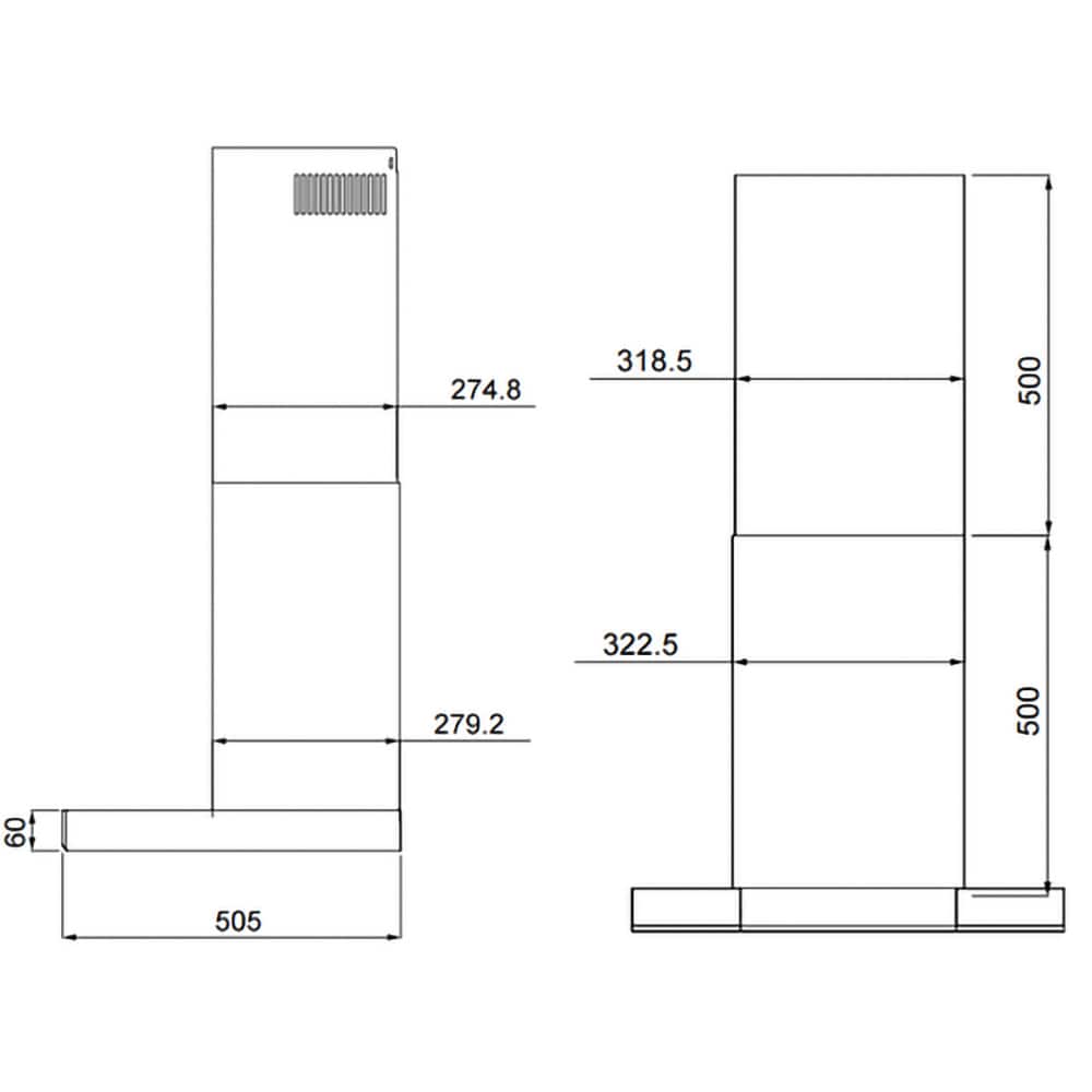 Hota decorativa TURBIONAIRE Tech 60 S TTE60WPS, 1 motor, 711 m3/h, L 60 cm, inox
