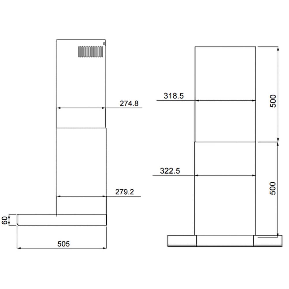 Hota decorativa TURBIONAIRE Tech 90 Pro TTE90WPS, 1 motor, 800 m3/h, L 90 cm, inox
