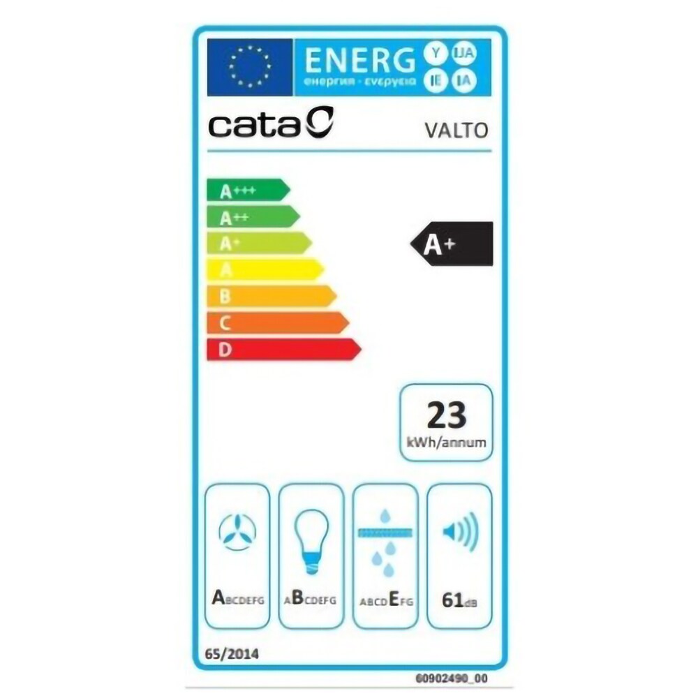 Hota decorativa CATA VALTO 900 XGBK, 1 motor, 575m3/h, L 90 cm, negru