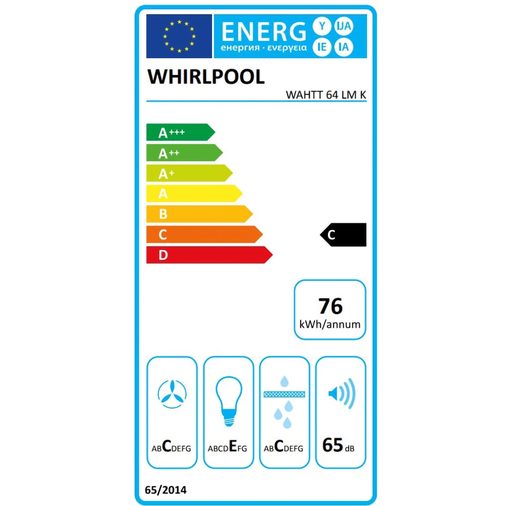 Hota incorporabila telescopica WHIRLPOOL WAHTT 64 LM K, 1 motor, 581 m3/h, L 60 cm, negru