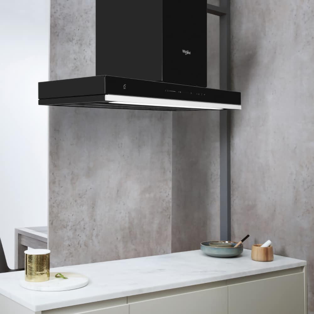 Hota decorativa WHIRLPOOL WHSS 90F L T C K, 1 motor, 432 m3/h, L 90 cm, negru