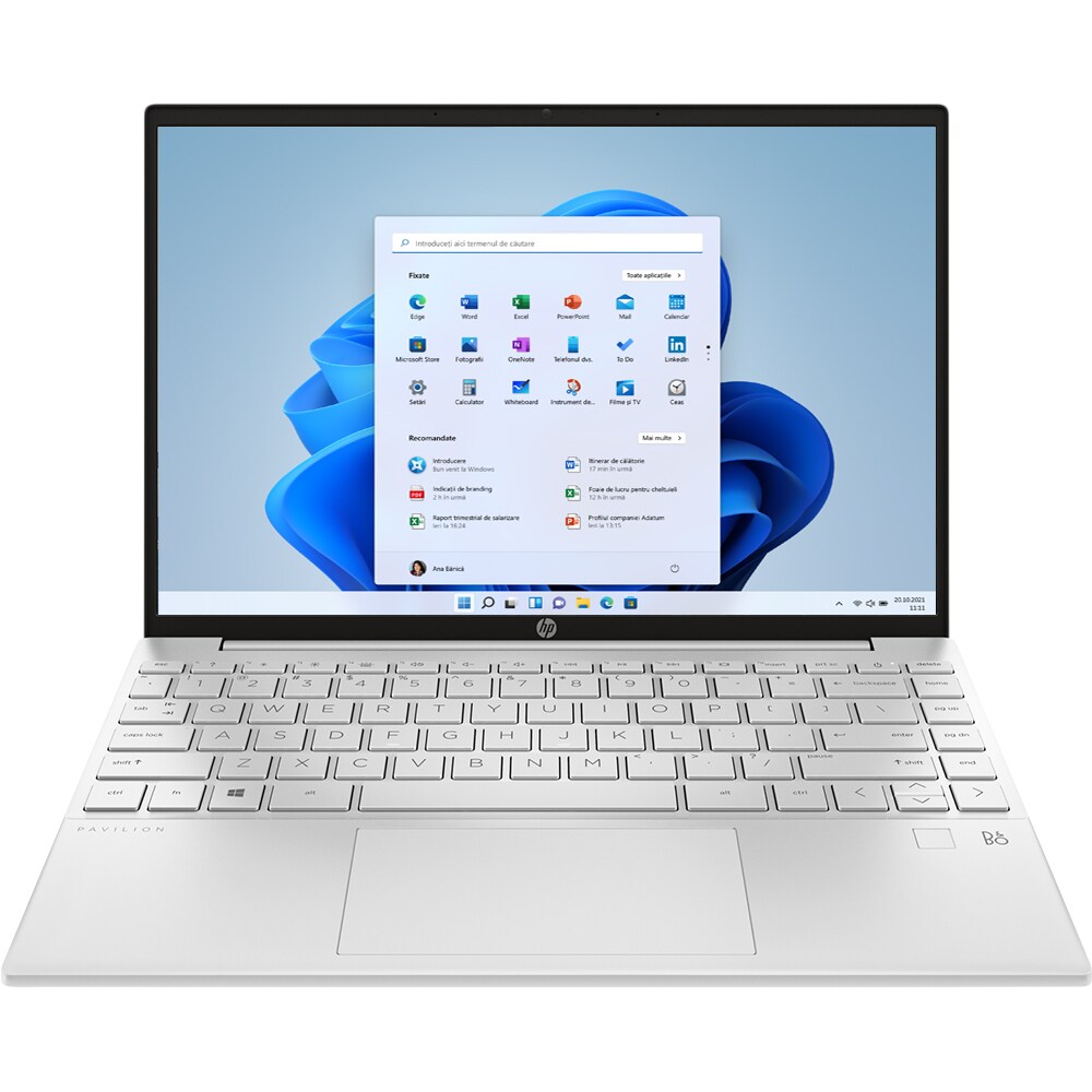 Laptop HP Pavilion Aero 13-be0030nq, AMD Ryzen 7 5800U pana la 4.4GHz, 13.3" WUXGA, 8GB, SSD 512GB, AMD Radeon, Windows 11 Home, argintiu